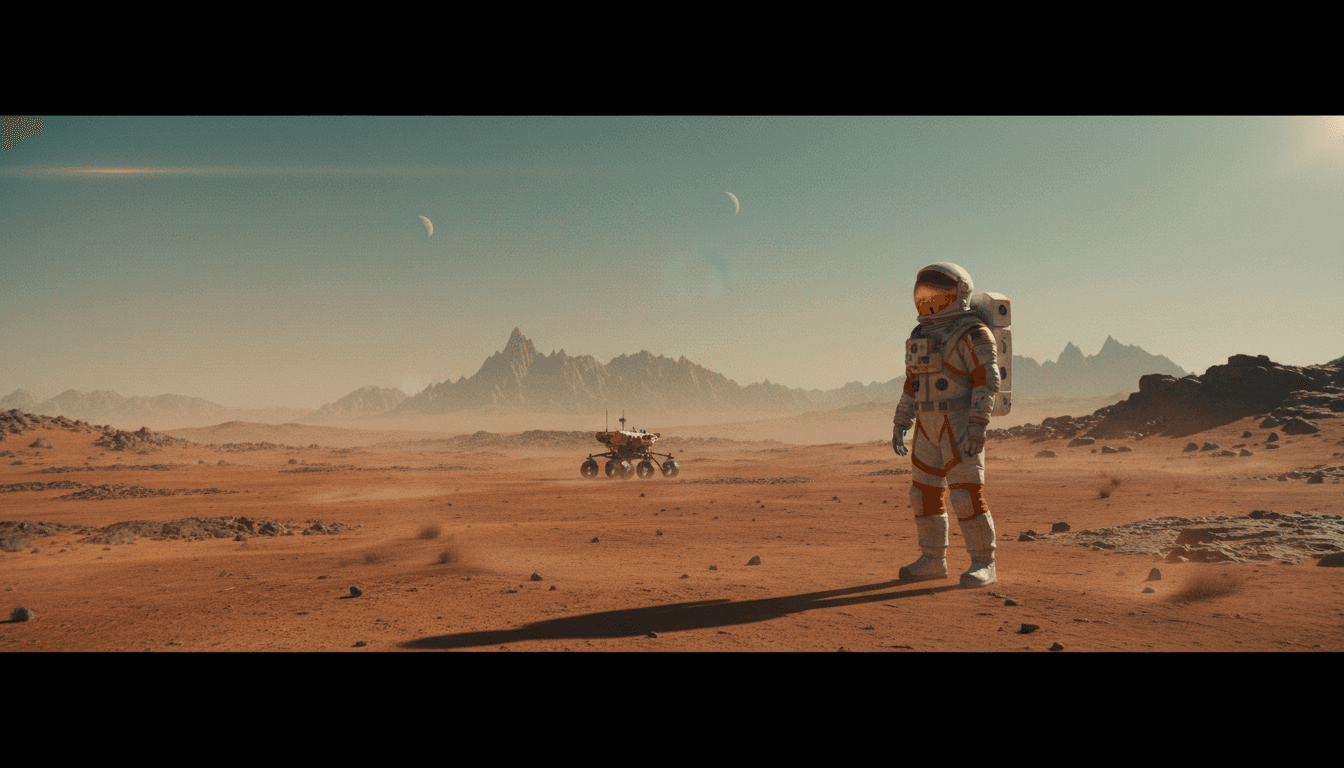 Cinematic Mars landscape - epic composition with The Martian aesthetic